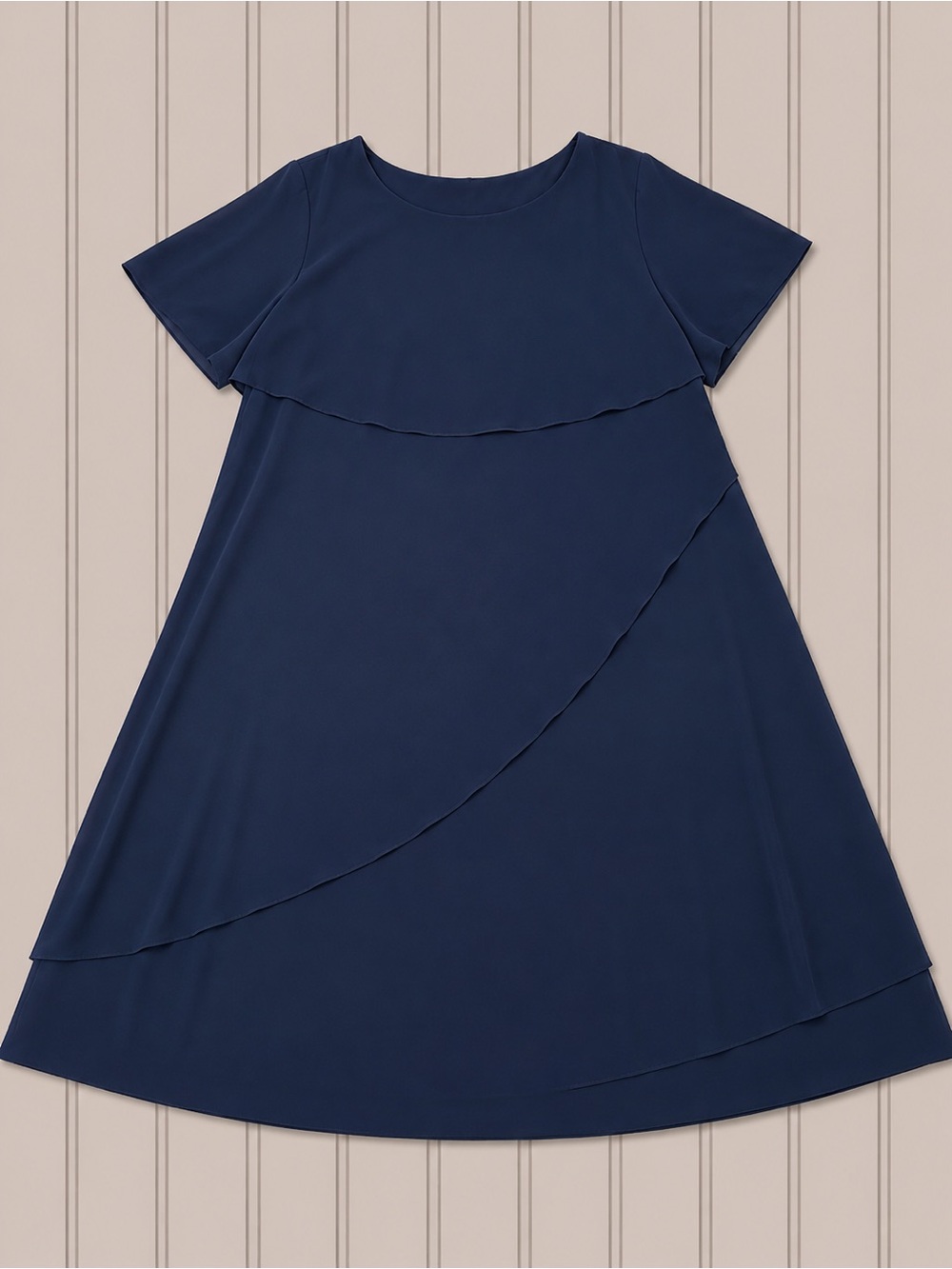 Navy Blue Layered Chiffon Maxi Dress Plus Size 4X Formal Evening Wedding Guest - Picture 2 of 5